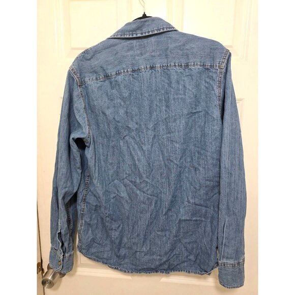 Wrangler Men's Long Sleeve Denim Shirt Snap Buttons Size M - Picture 3 of 8